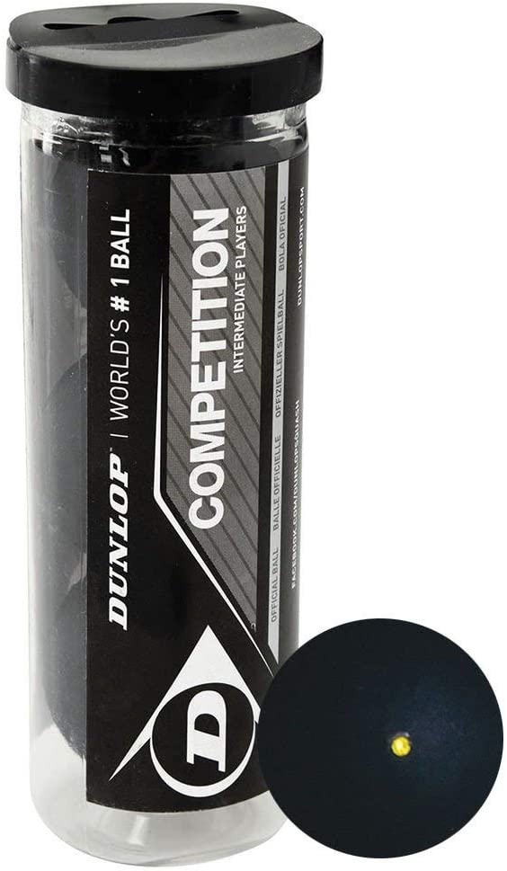 Dunlop Competition 3er-tube - 1 gelber Punkt Squashball