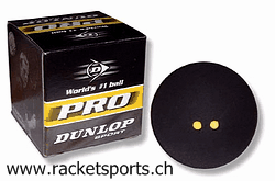 DUNLOP Pro Squash Ball 2 gelbe Punkte - Turnier-Match-Ball