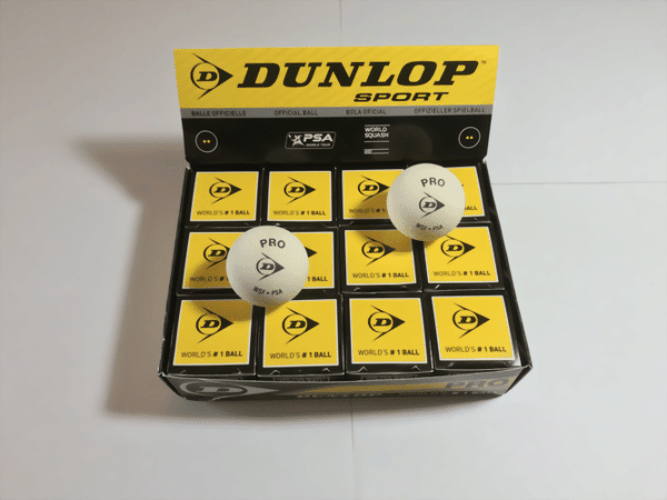 DUNLOP Squash Ball in weiss 1 gelber Punkt - 12 Stück