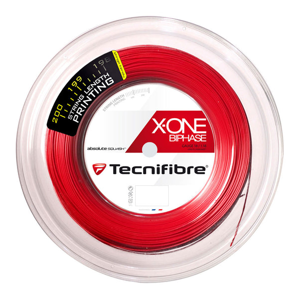 Tecnifibre X-ONE BIPHASE SQUASH 1,18  rot 200 Meter auf Rolle