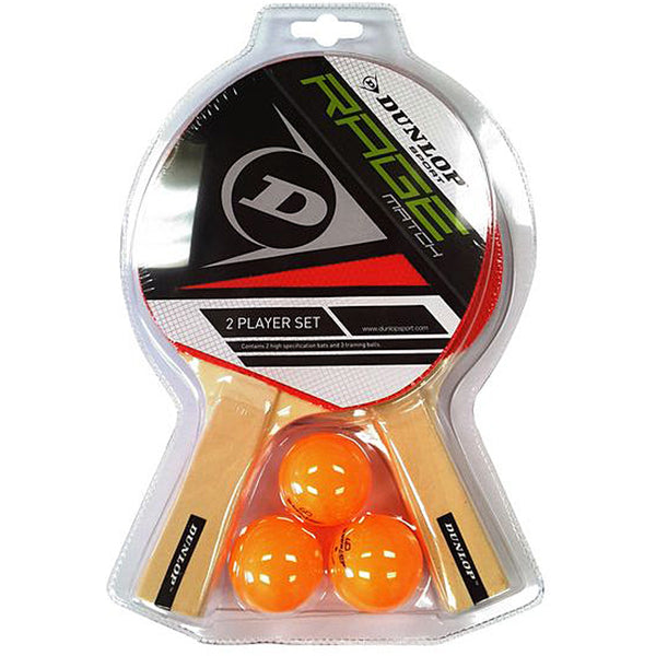 Dunlop Rage Match Tischtennis-Set mit 2 Schlägern + 3 Bällen